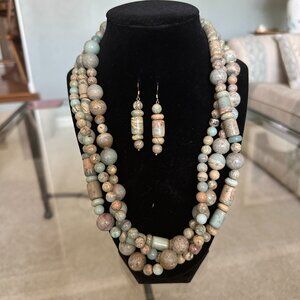 Custom: Incredible Artisan Made Aqua Terra Jasper Necklace and Earrings